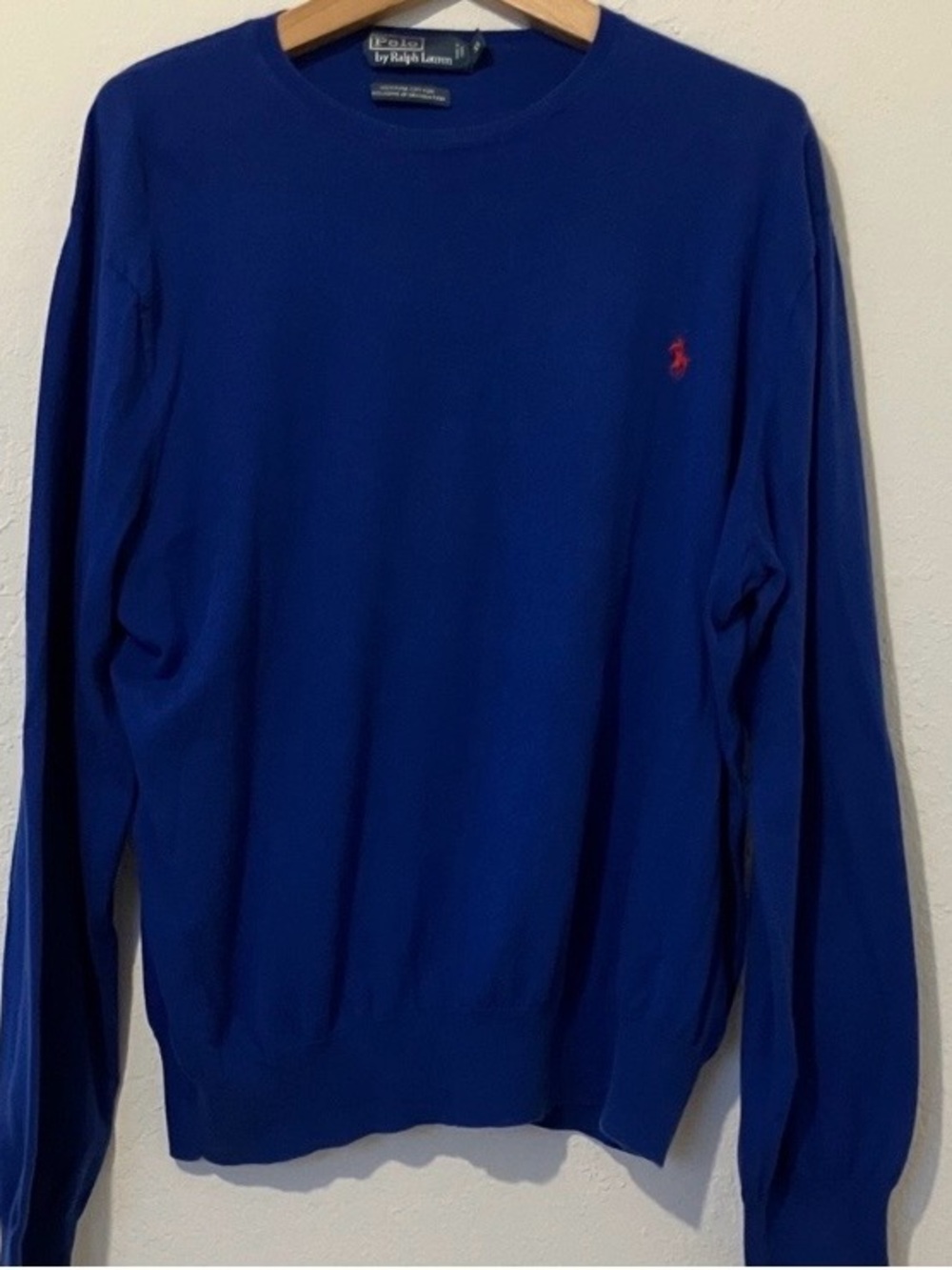 POLO by RALPH LAUREN Men’s Royal Blue l/s Cotton Sweater. Sz XL